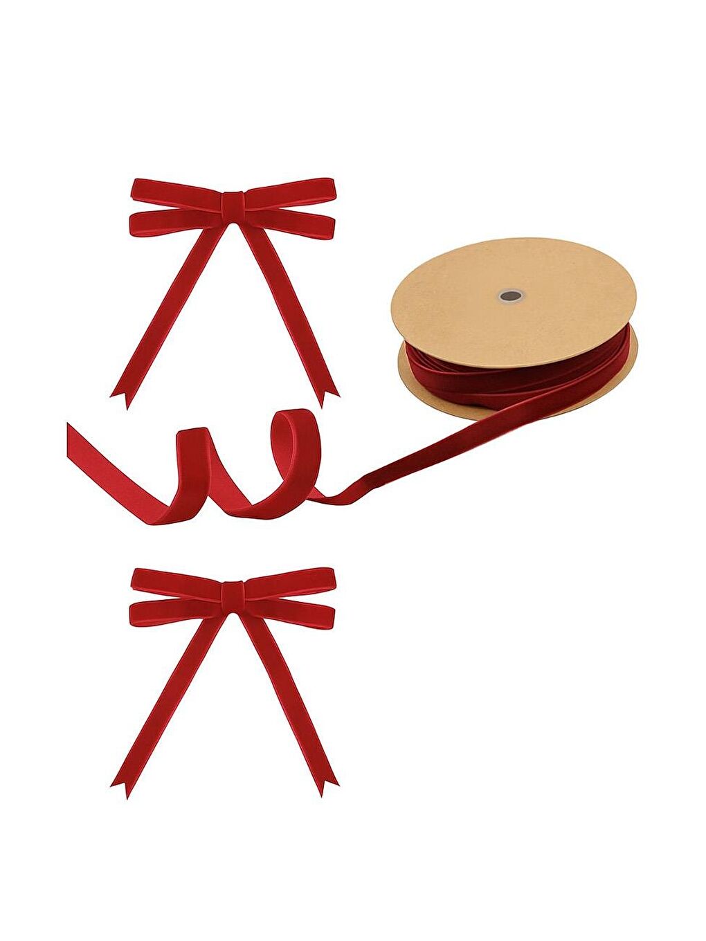 Yılbaşı Kırmızı Kadife Kurdele – Dekoratif Hediye Süsleme Şeridi 1X280 cm-1