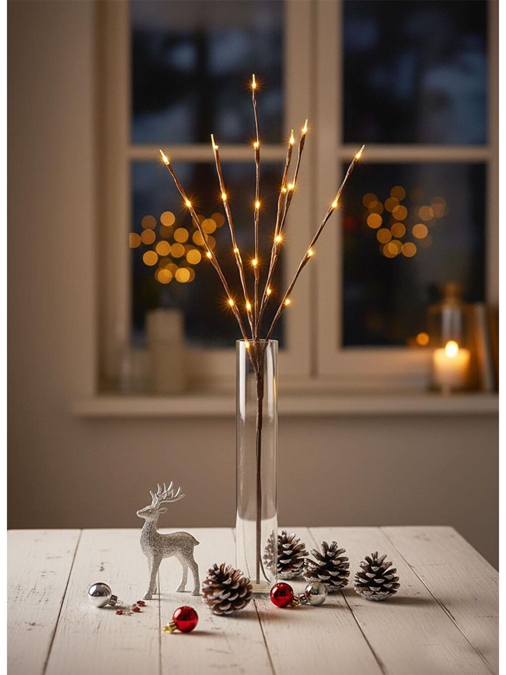 Sarı Yılbaşı LED Işıklı Dal Dekoratif  Aksesuar Işığı 73 cm