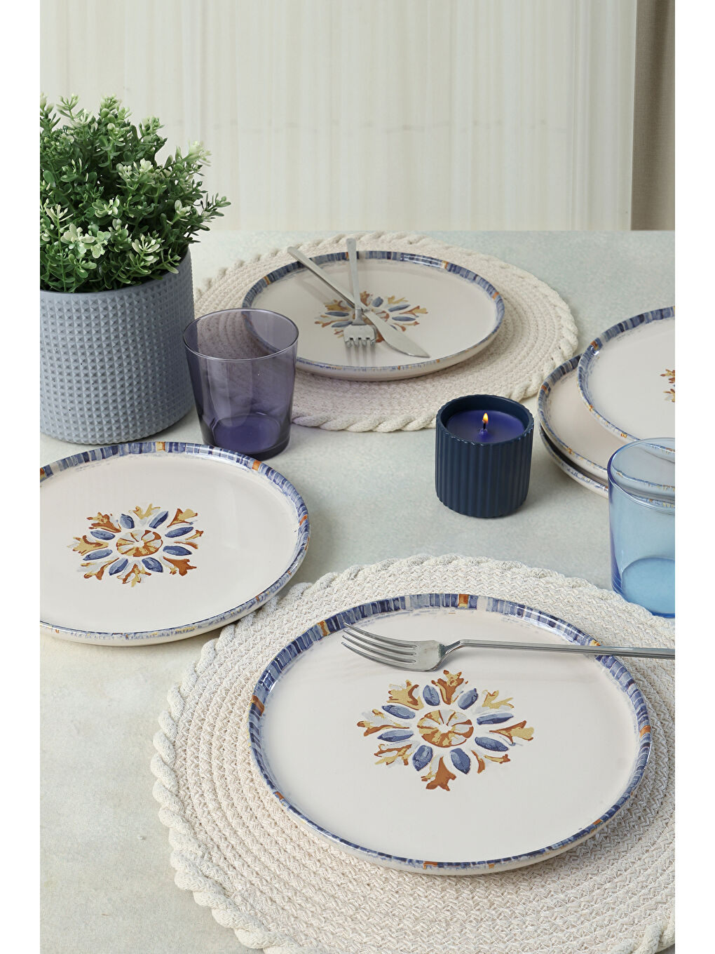 Karışık Sapphire Nordıc Pasta Tabağı 22 Cm 6 Adet