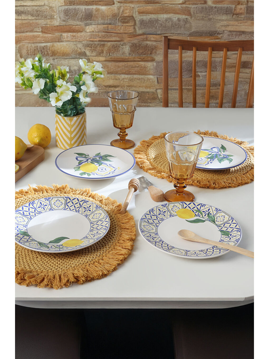 Karışık Lemon Bliss Ege Pasta Tabağı 20 Cm 4 Parça