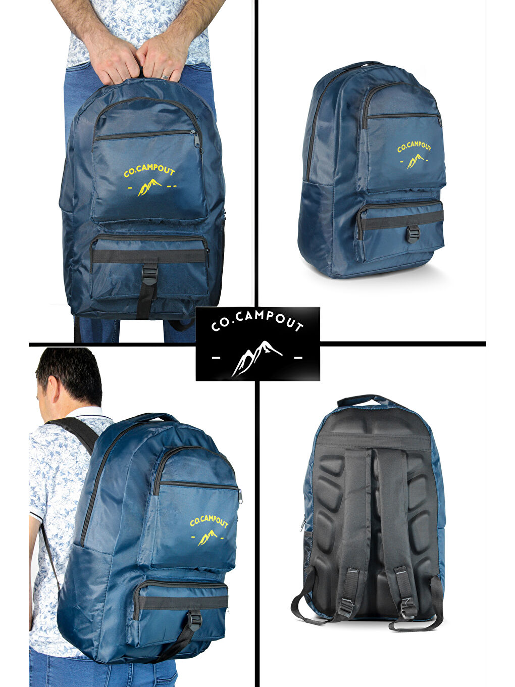 Lacivert Orijinal Körüksüz Ortopedik Konfor Modeli Çok Gözlü Gezi Seyahat Yürüyüş Dağcı Kamp Spor Sırt Çantas-2