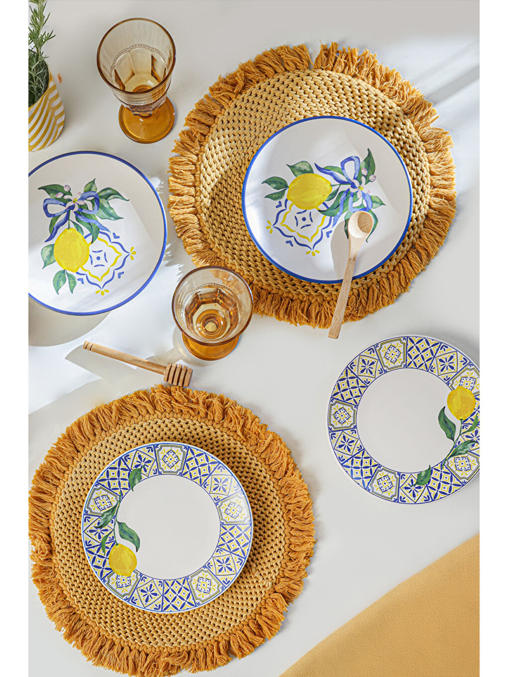 Karışık Lemon Bliss Ege Pasta Tabağı 20 Cm 4 Parça-1