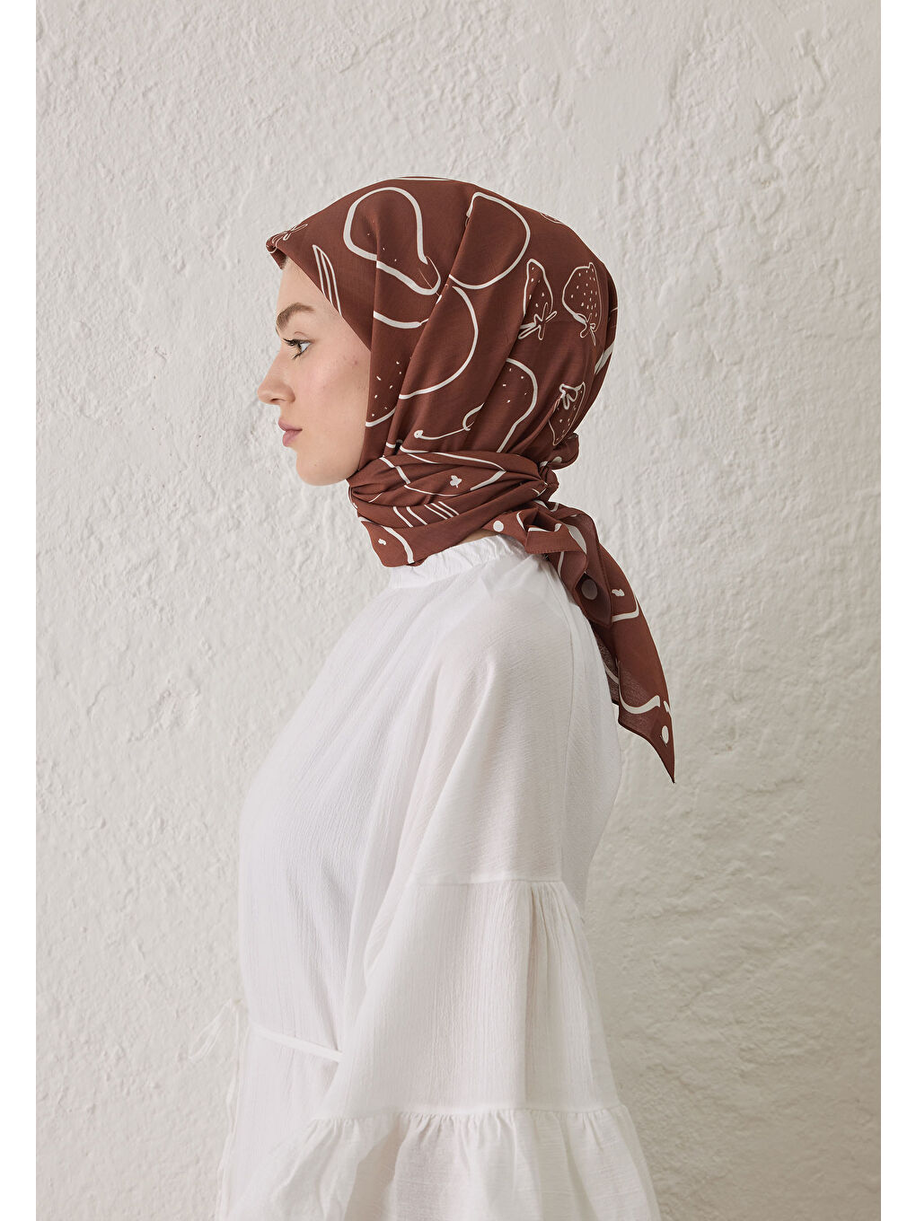 Eloıse Desen Pamuk İpek Eşarp Bordo-3