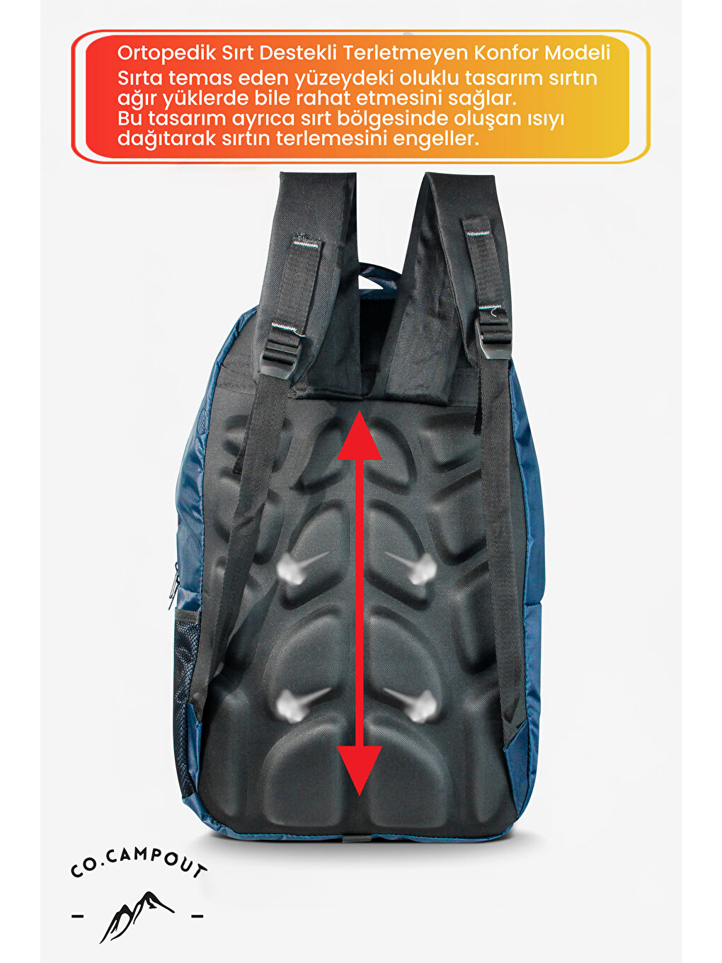 Lacivert Orijinal Körüksüz Ortopedik Konfor Modeli Çok Gözlü Gezi Seyahat Yürüyüş Dağcı Kamp Spor Sırt Çantas-4