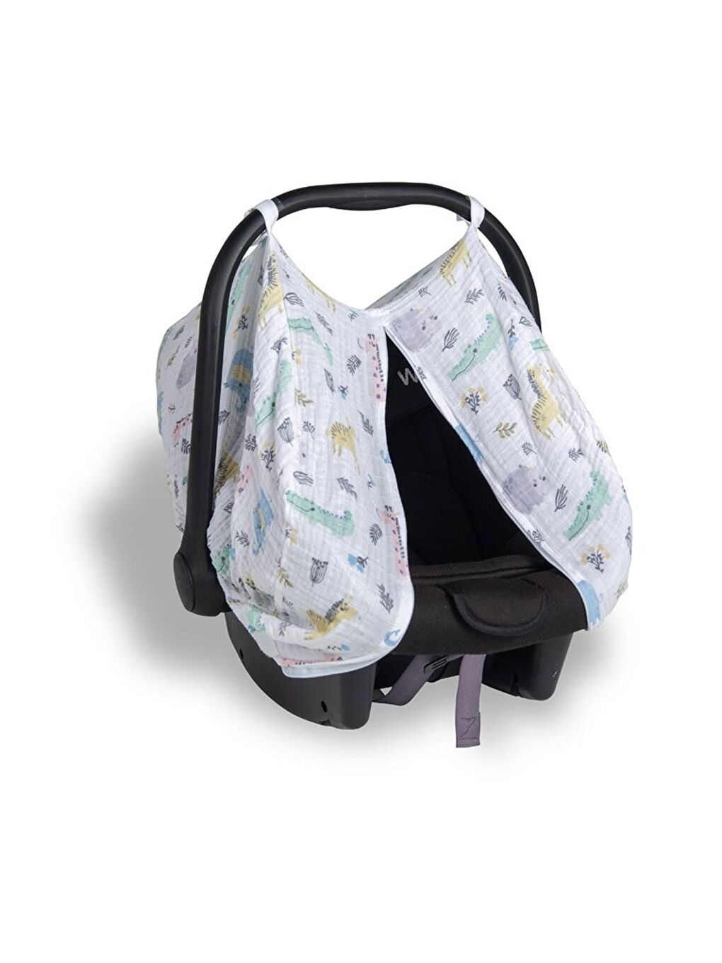 Funna Baby Beyaz-Renklibaskı Muslin Oto Koltuk Kılıfı Safari Standard - 1