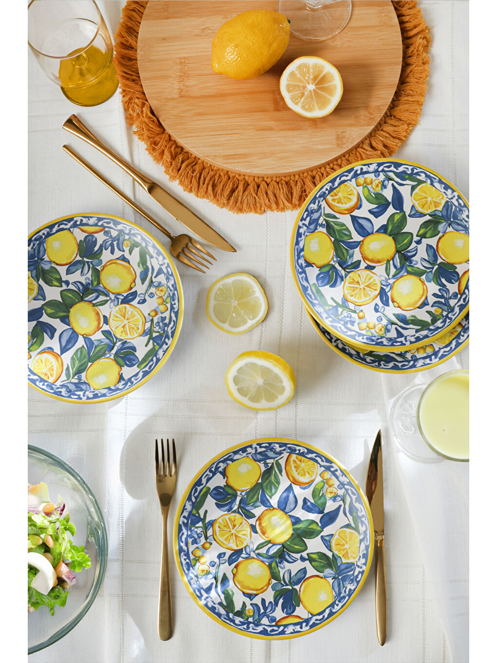 Keramika Karişik Lemon Glow Ege Pasta Tabağı 20 Cm 4 Parça - 1