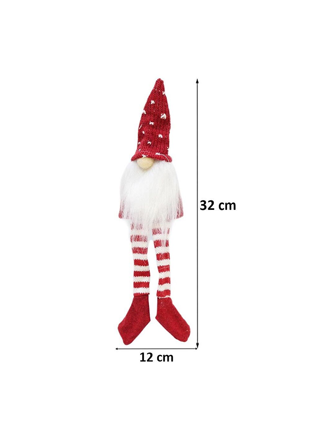 Kırmızı Yılbaşı Temalı Dekoratif Şişe Elbisesi – Noel Cücesi Figürlü Dekor 32 cm-1