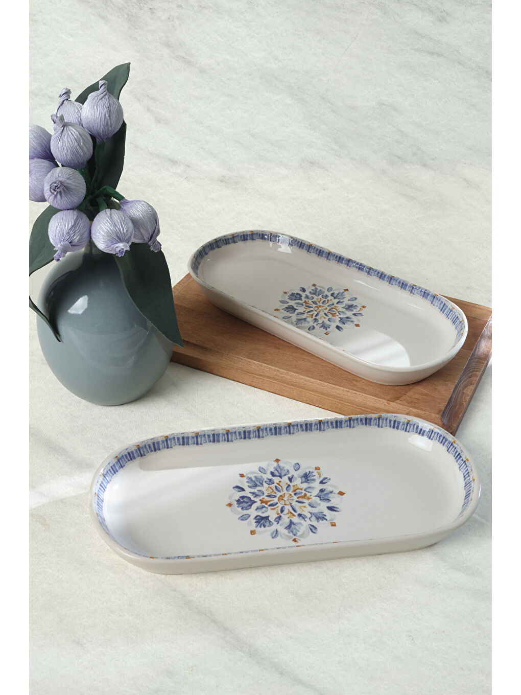 Keramika Karişik Sapphire Noyan Kayık Tabak 26 Cm 2 Adet