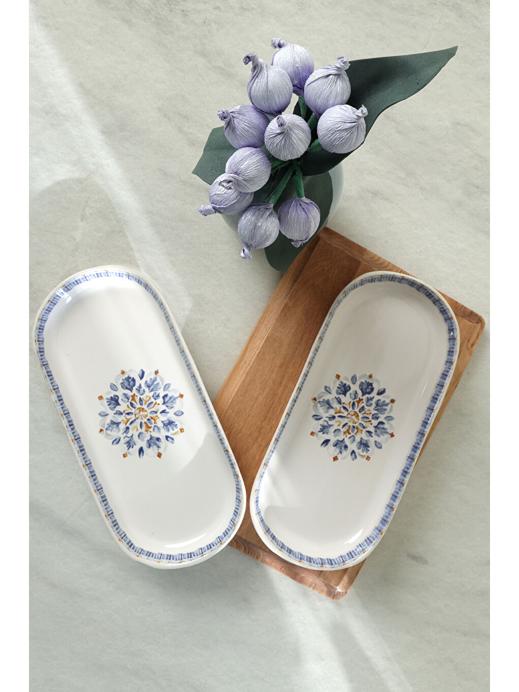 Keramika Karişik Sapphire Noyan Kayık Tabak 26 Cm 2 Adet - 1