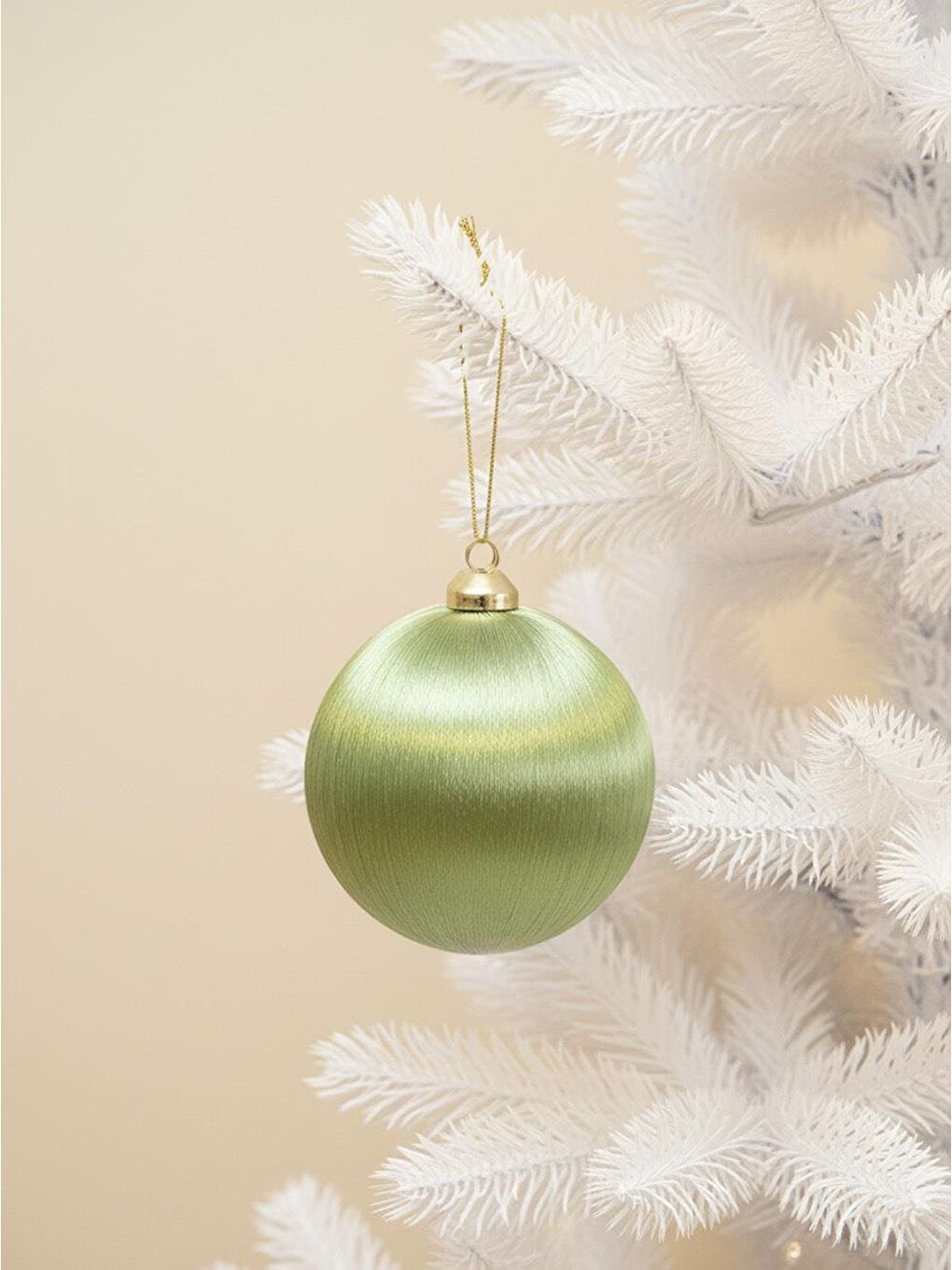Yılbaşı Topu – İpek İplik Sarılı Çam Ağacı Süsü Yağ Yeşili 10 cm-1