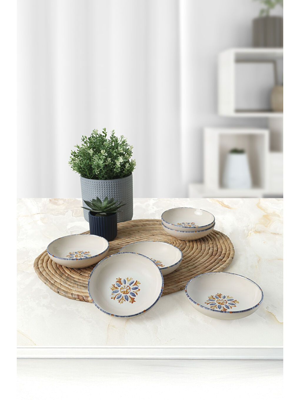Keramika Karişik Sapphire Halka Çerezlik / Sosluk 13 Cm 6 Adet - 1