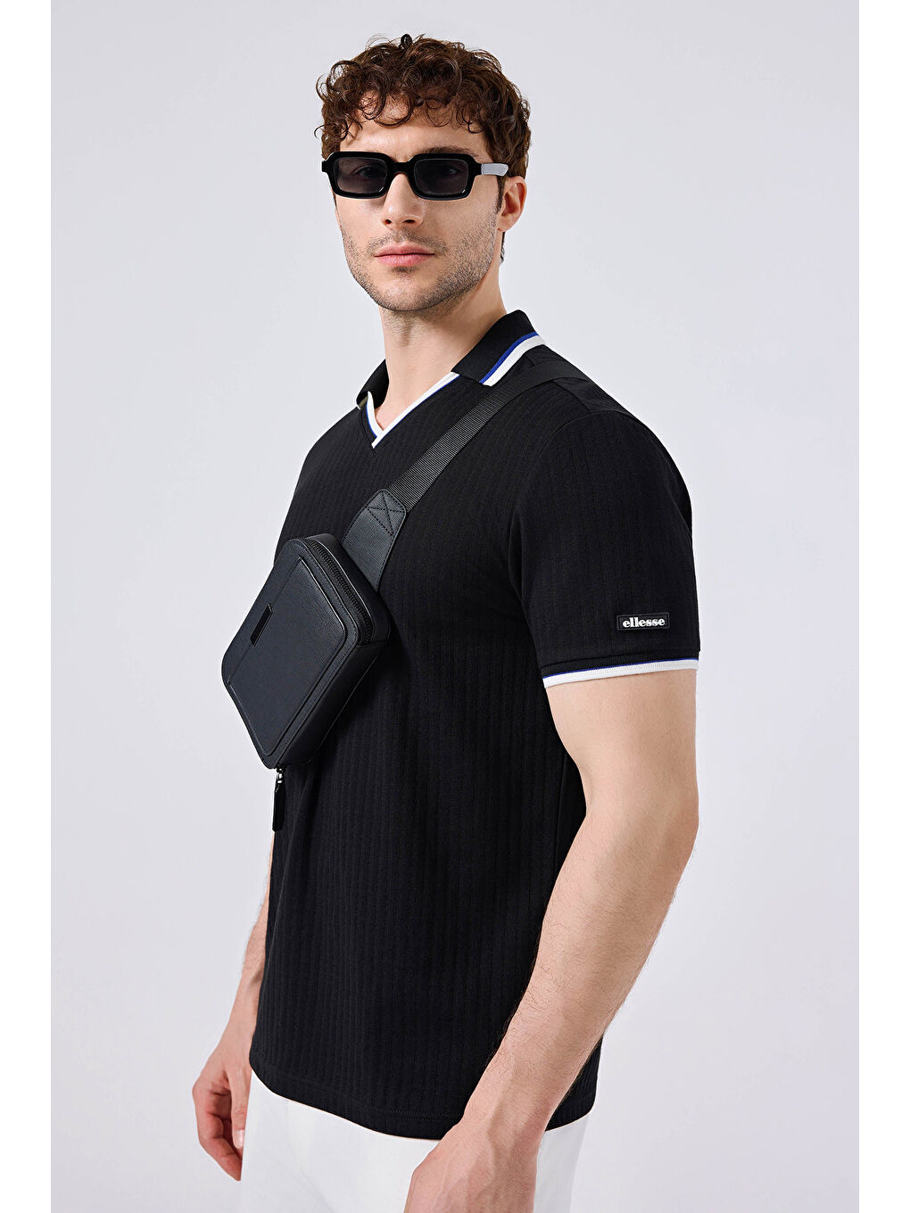 Siyah Pamuklu Kontrast Renkli Şerit Detaylı Polo Yaka T Shirt 5SM5491-BK-1