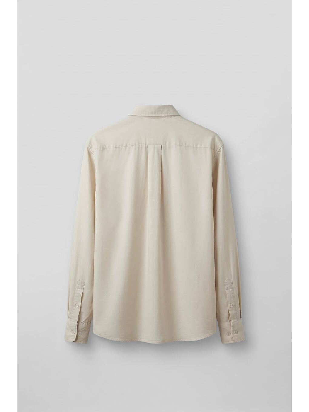 Erkek Relaxed Minimal Nakışlı Basic Lyocell Gömlek Bej-1