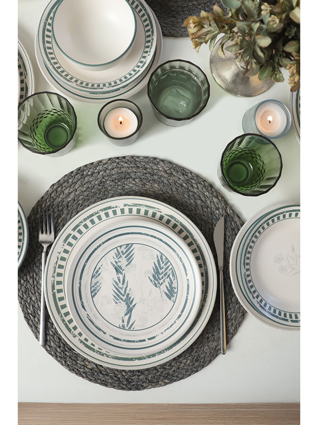 Karışık Green Leaf Yemek Takımı 24 Parça 6 Kişilik-2