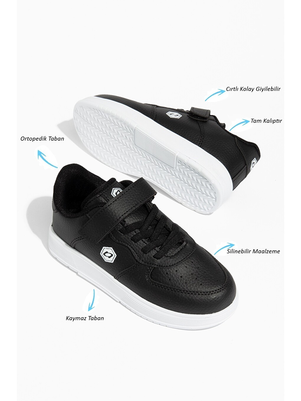 Siyah D015 Günlük Ortopedik Unisex Çocuk Sneaker Spor Ayakkabı-1