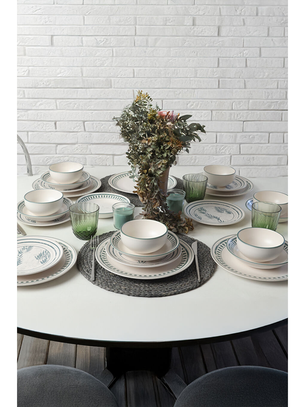 Karışık Green Leaf Yemek Takımı 24 Parça 6 Kişilik-3