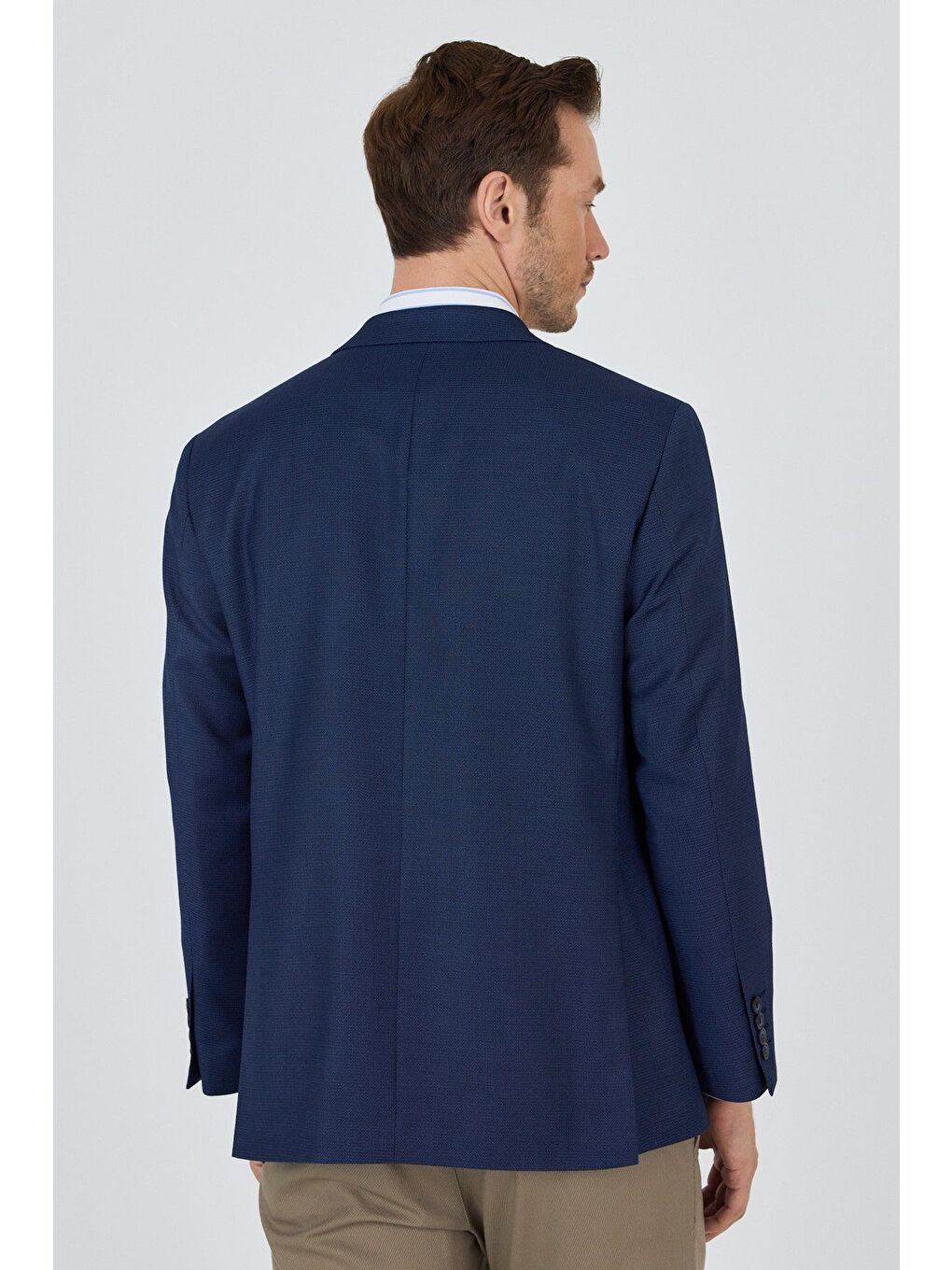 Lacivert Mono Yaka Armürlü Tam Astar Esnek 4 Drop Comfort Fit Classic Ceket 1002250152-4