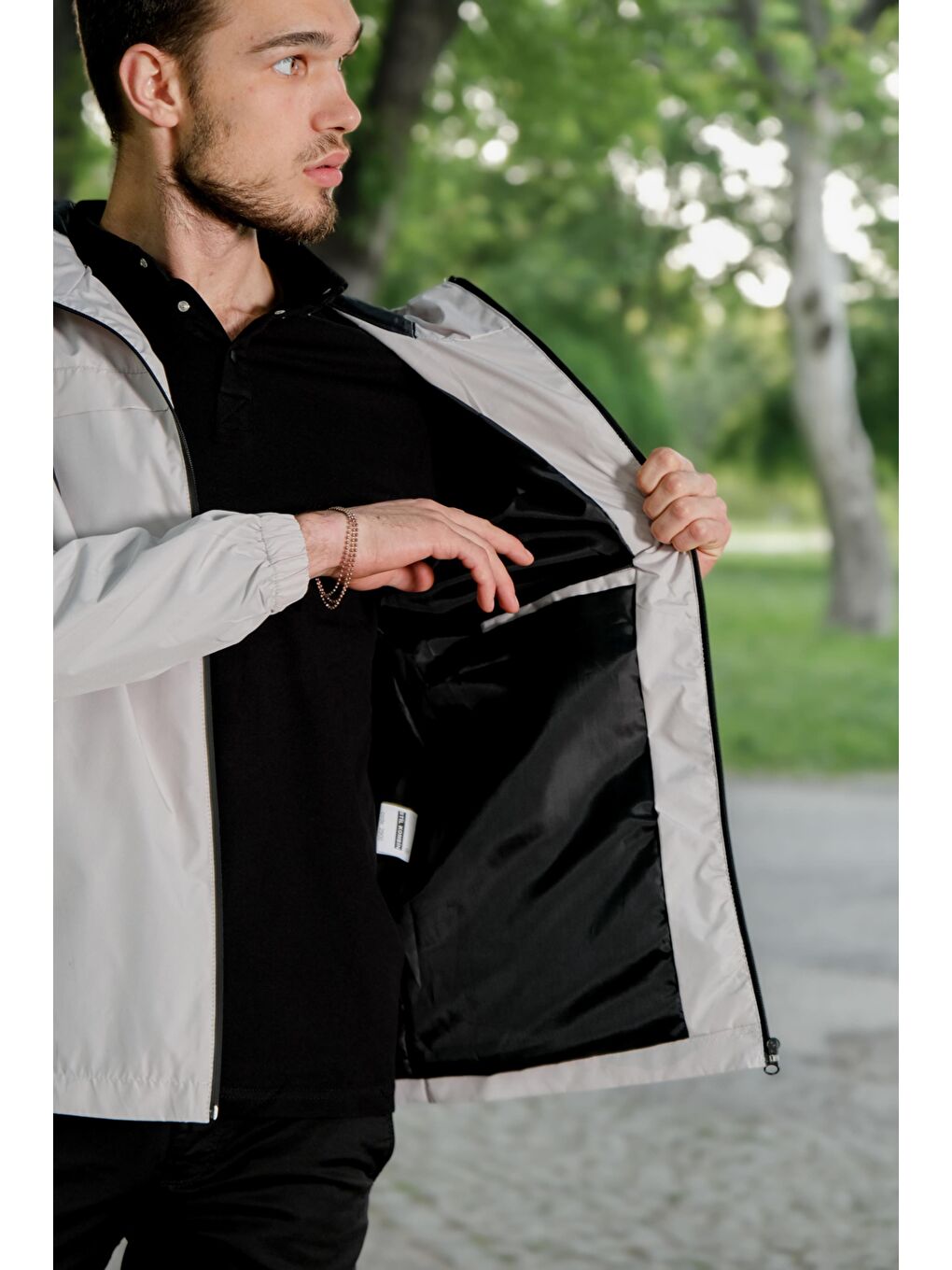 Bej Kolu Lastikli Kapüşonlu Yağmurluk PLDP 2900-4