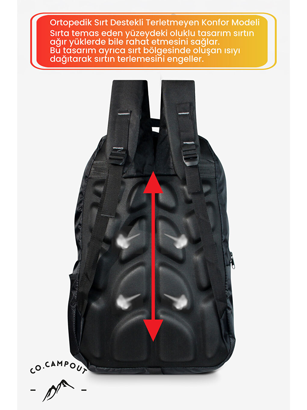 Siyah Orijinal Körüksüz Ortopedik Konfor Modeli Çok Gözlü Gezi Seyahat Yürüyüş Dağcı Kamp Spor Sırt Çantas-5