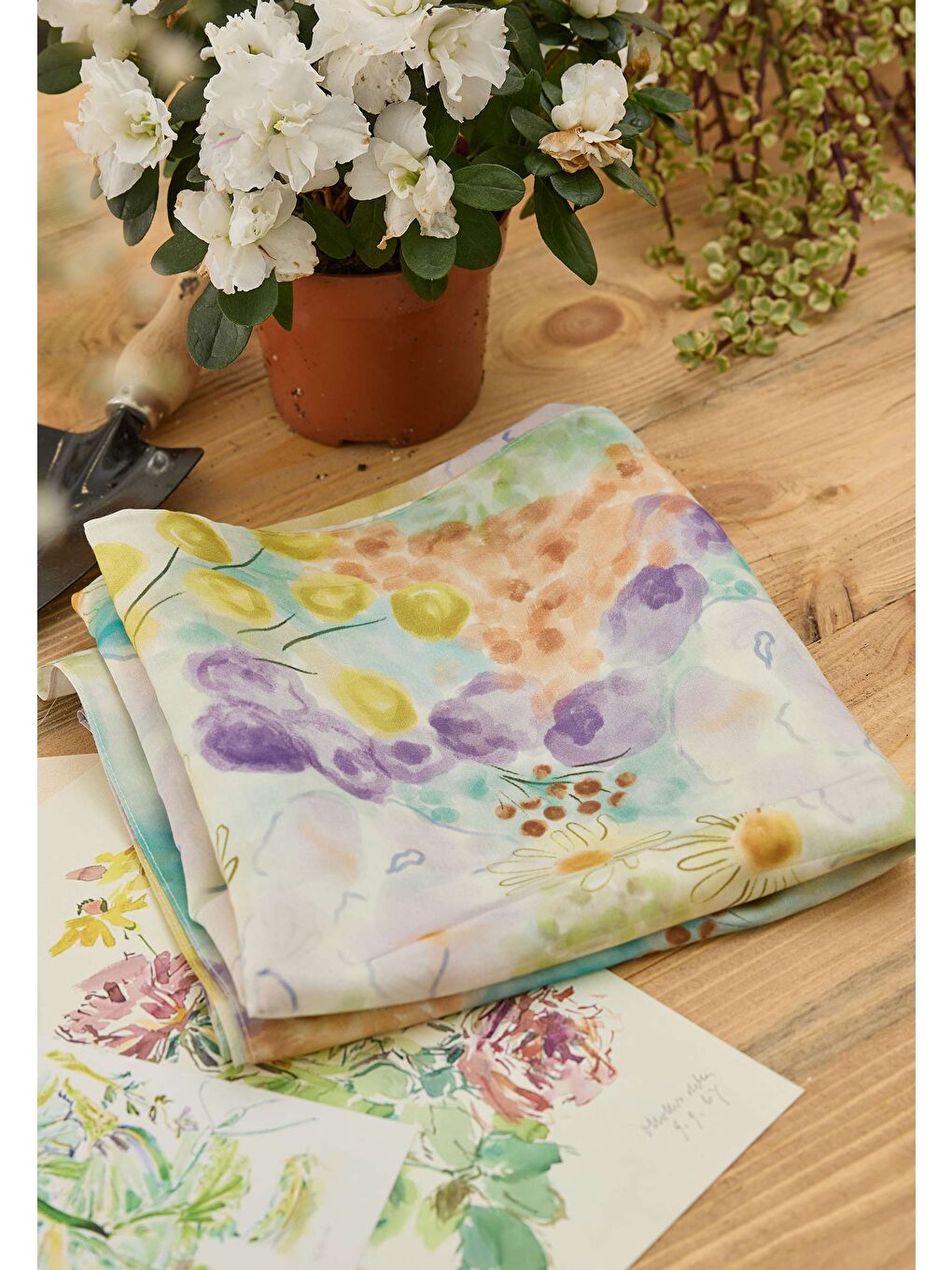 Florence Desen Pamuk İpek Eşarp Yeşil-1