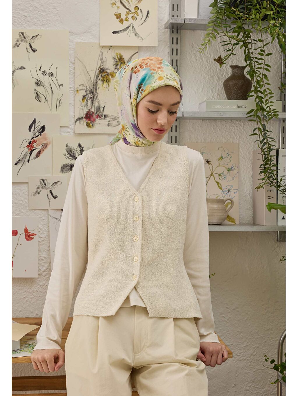 Florence Desen Pamuk İpek Eşarp Yeşil-2