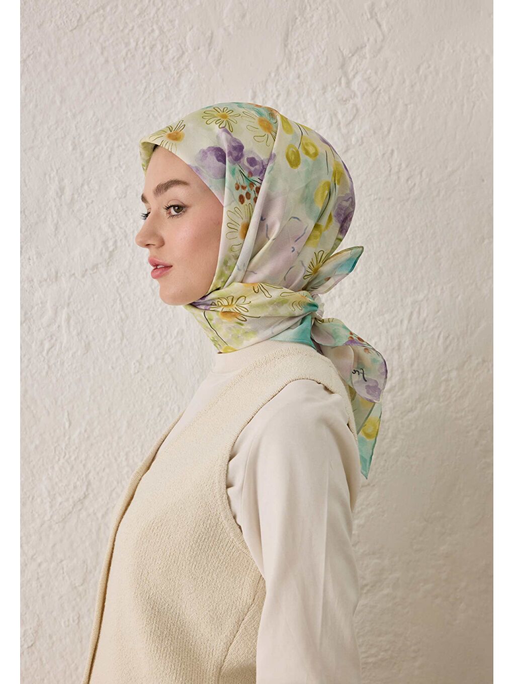 Florence Desen Pamuk İpek Eşarp Yeşil-3