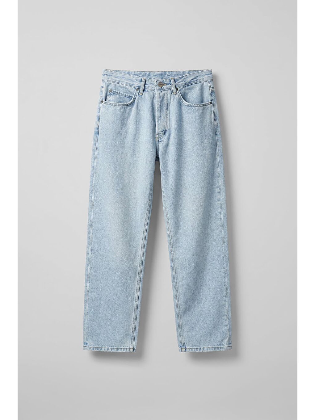 Erkek Relaxed Straight Fit Basic Jean Buz Mavi