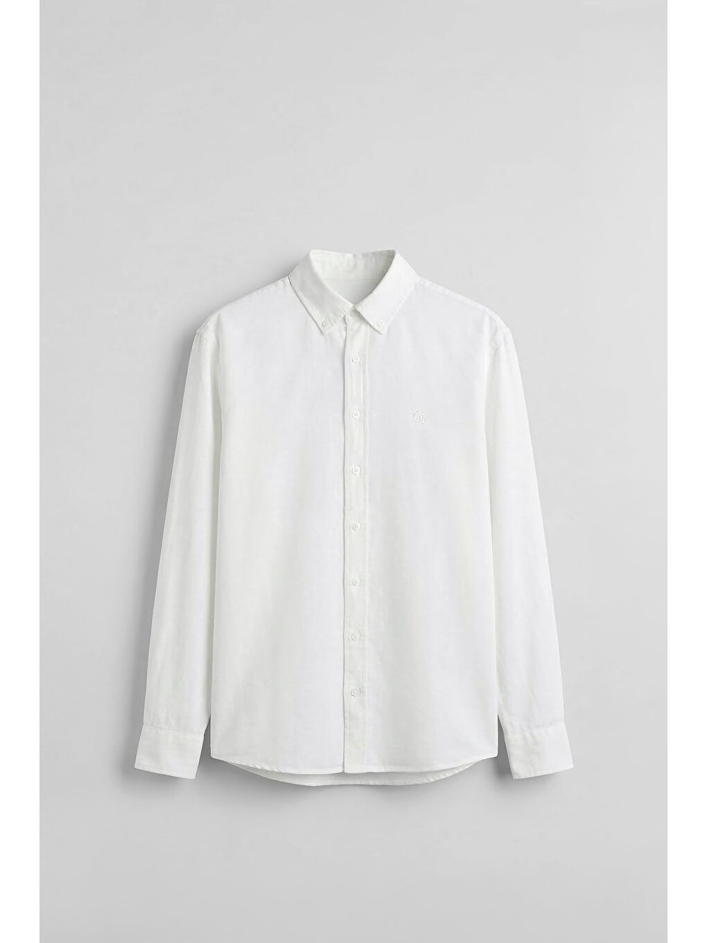 Erkek Relaxed Minimal Nakışlı Basic Lyocell Gömlek Beyaz