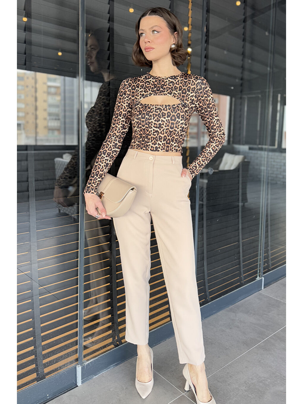 Bej Kadın Kumaş Pantolon