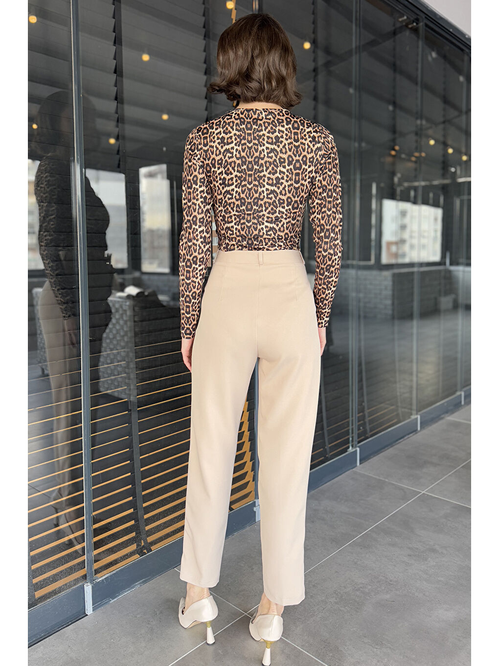 Bej Kadın Kumaş Pantolon-2