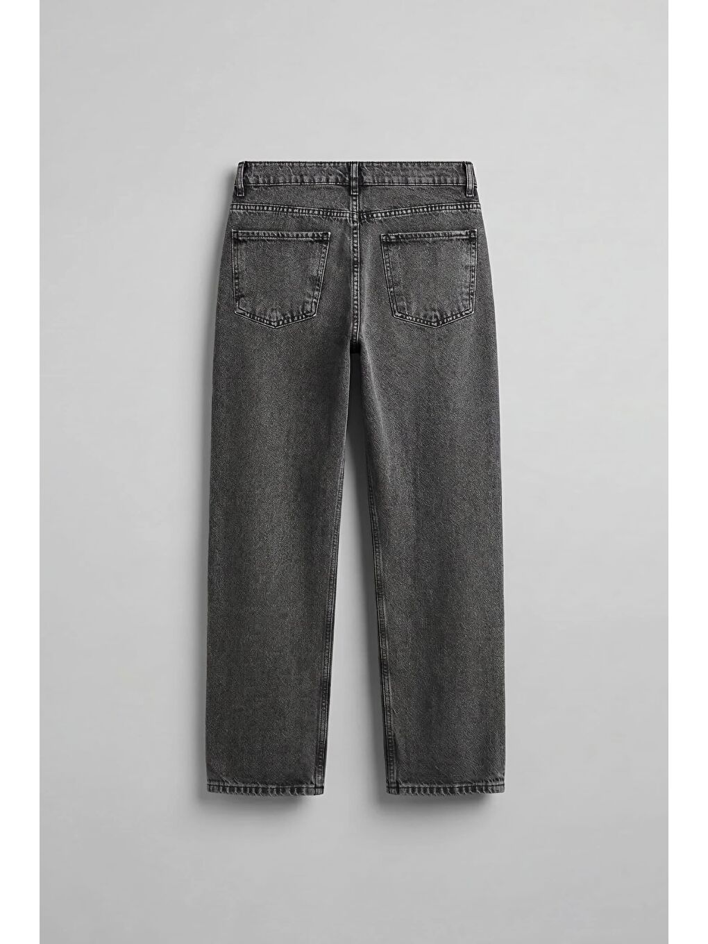 Erkek Baggy Fit Basic Jean Pantolon Gri-1