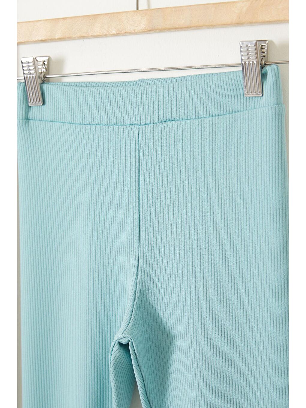 Kız Çocuk Yazı Nakışlı Fitilli Karşkorse 2'li Tayt Siyah-Mint 18088-2