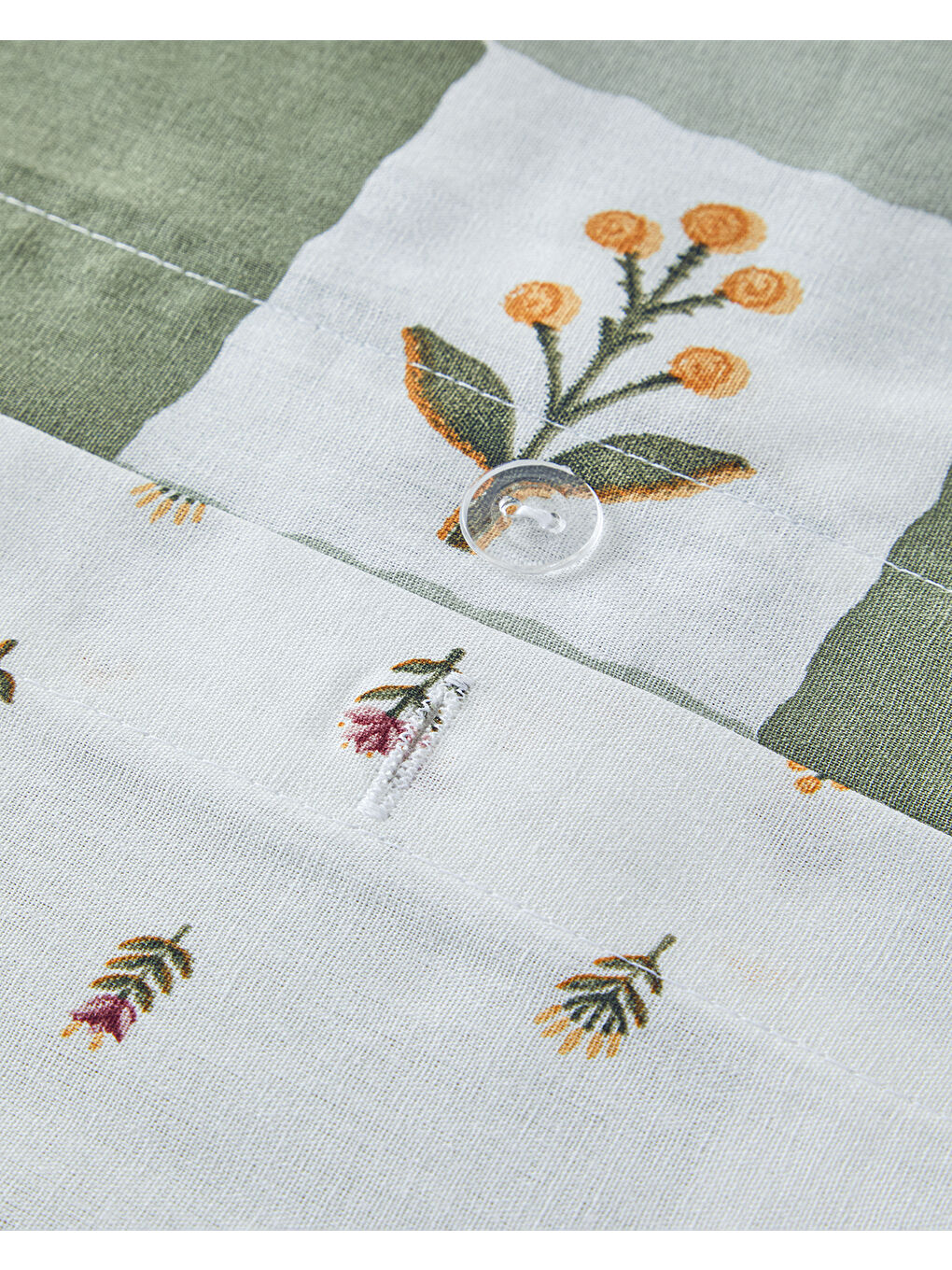 Crocus Flora Pamuklu Ranforce King Size Nevresim Seti 240x220 cm Yeşil-4