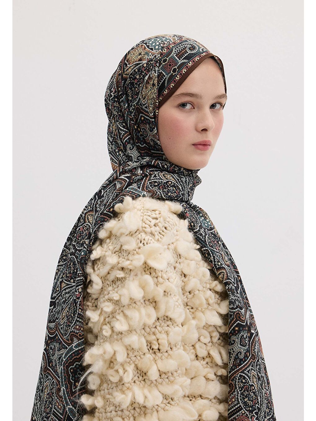 Kahverengi Helene Desen Şal Kahve-2