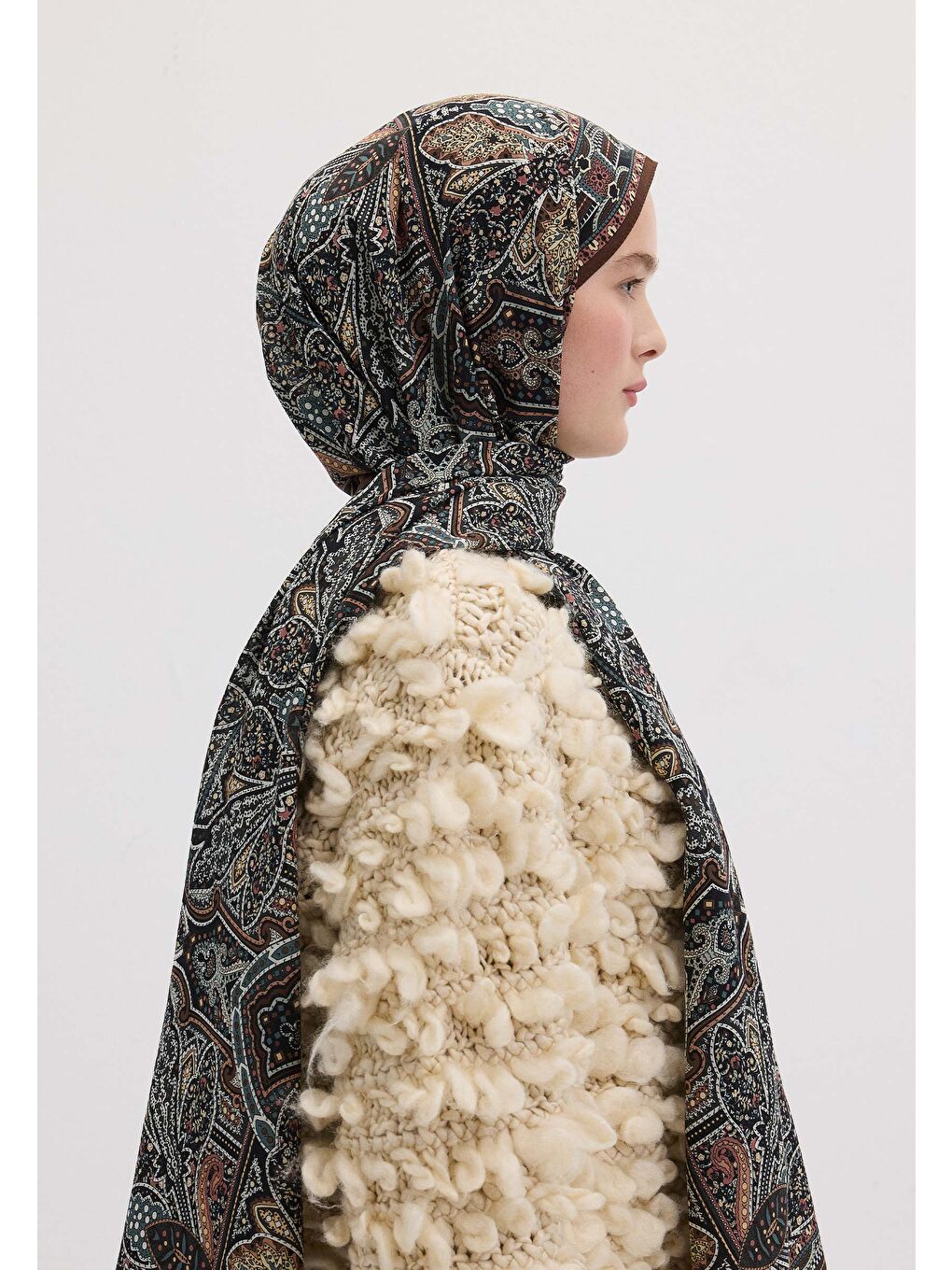 Kahverengi Helene Desen Şal Kahve-3