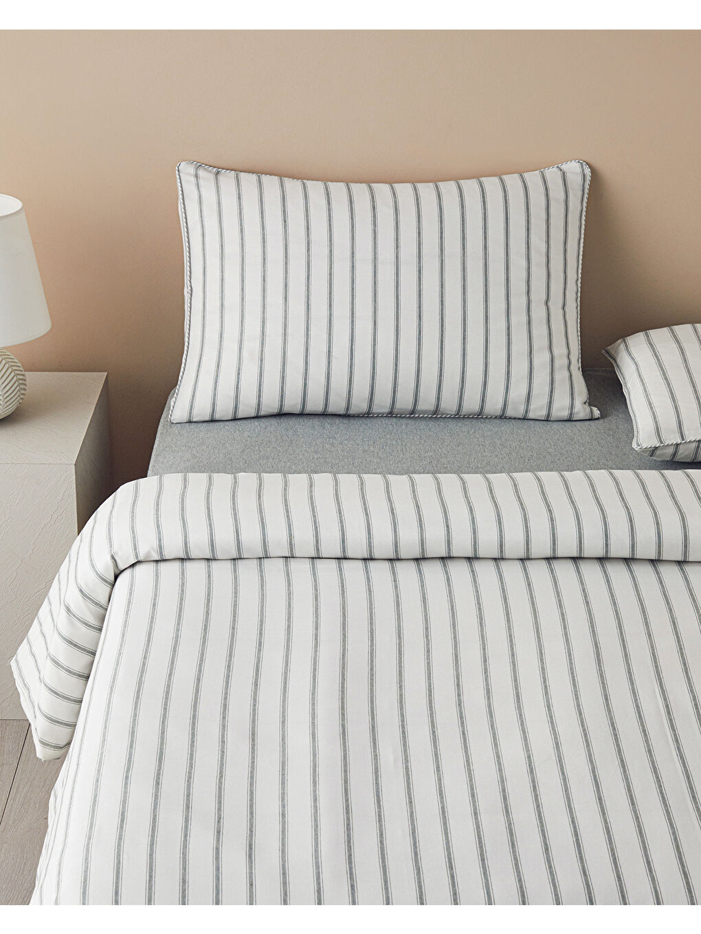 Pure Stripe İpliği Boyalı Tek Kişilik Nevresim Takımı 160x220 cm Yeşil-1