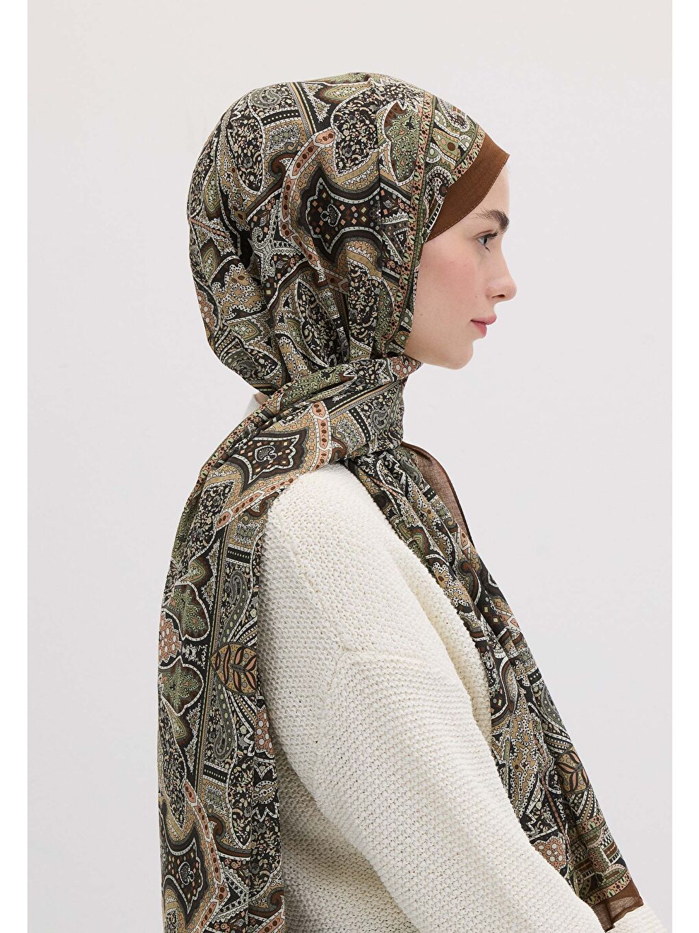 Helene Desen Şal Orman Yeşili-1