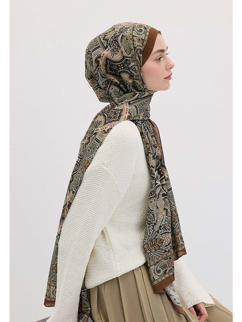 Helene Desen Şal Orman Yeşili-2