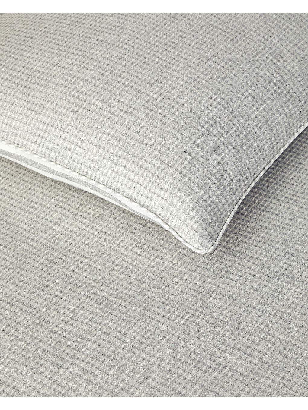 Pure Waffle İpliği Boyalı Çift Taraflı King Size Nevresim Takımı 240x220 cm Gri-4