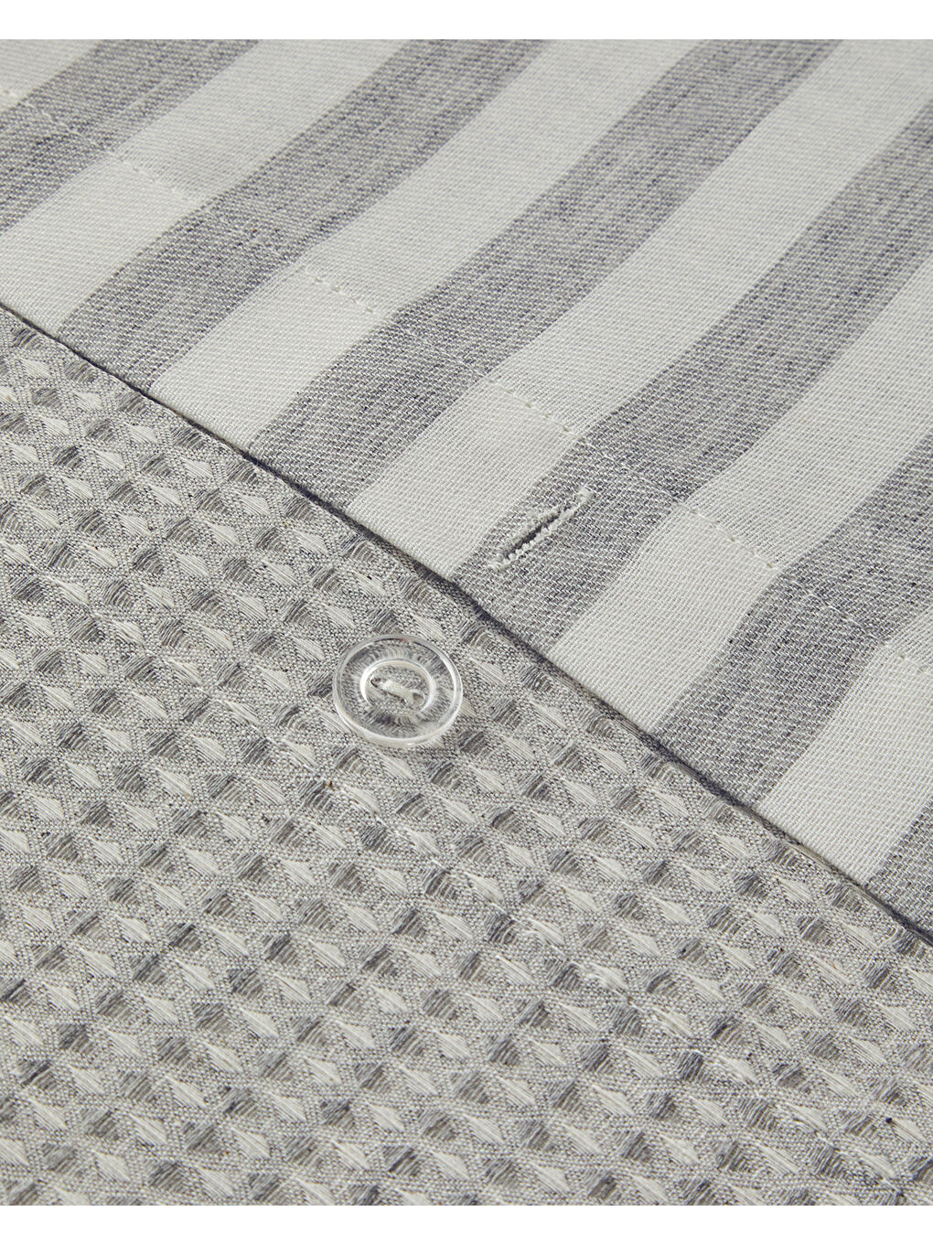 Pure Waffle İpliği Boyalı Çift Taraflı King Size Nevresim Takımı 240x220 cm Gri-5