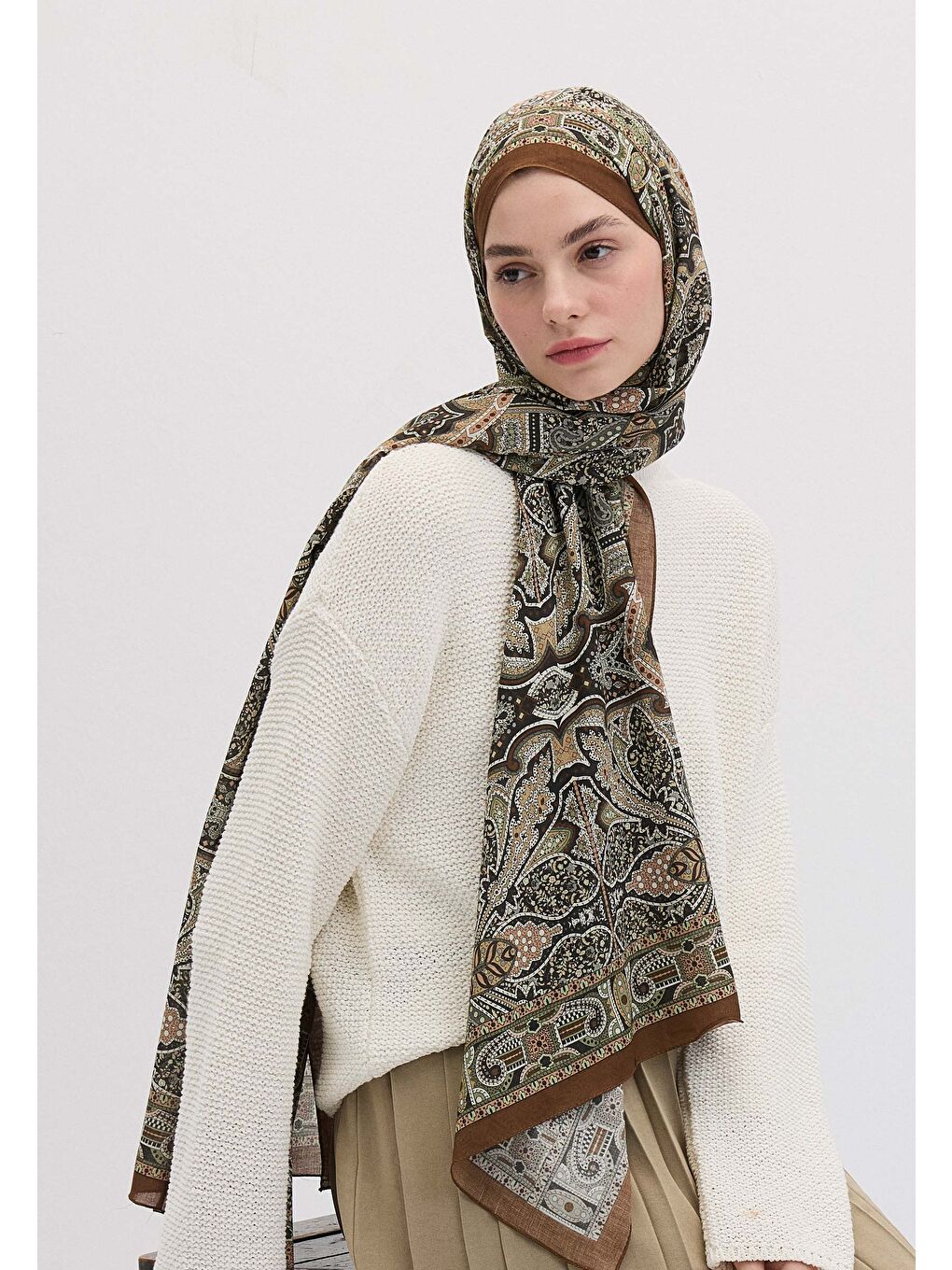 Helene Desen Şal Orman Yeşili-3