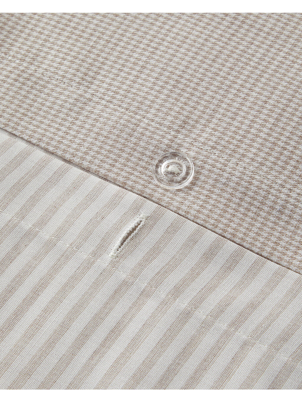 Pied de poule İpliği Boyalı King Size Nevresim Takımı 240x220 cm Bej-5