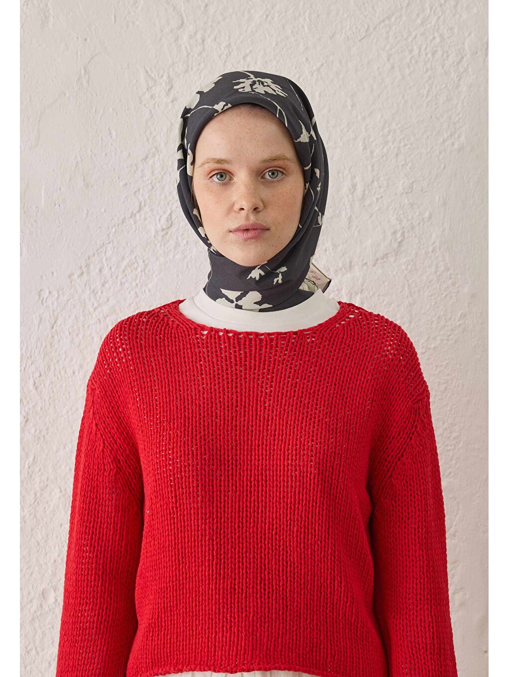 Lacivert Perla Desen Pamuk İpek Eşarp Koyu Lacıvert-2