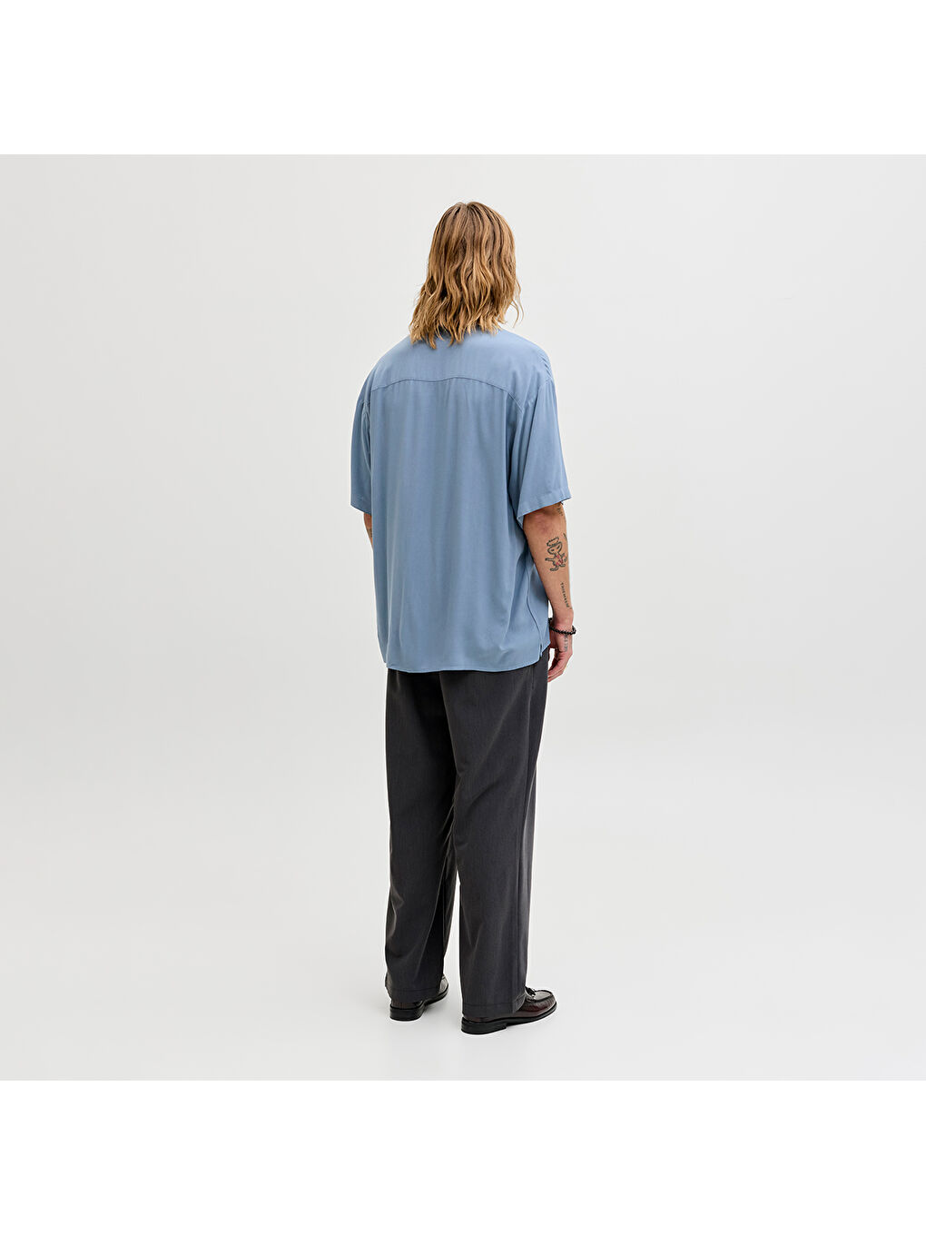 Jeff Resort Solid Erkek Mavi Gömlek-2