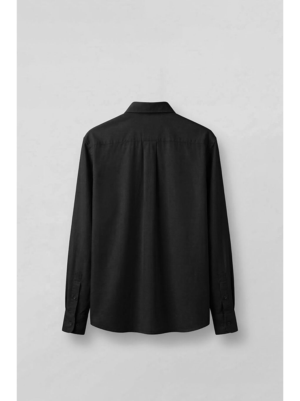 Erkek Relaxed Minimal Nakışlı Basic Lyocell Gömlek Siyah-1