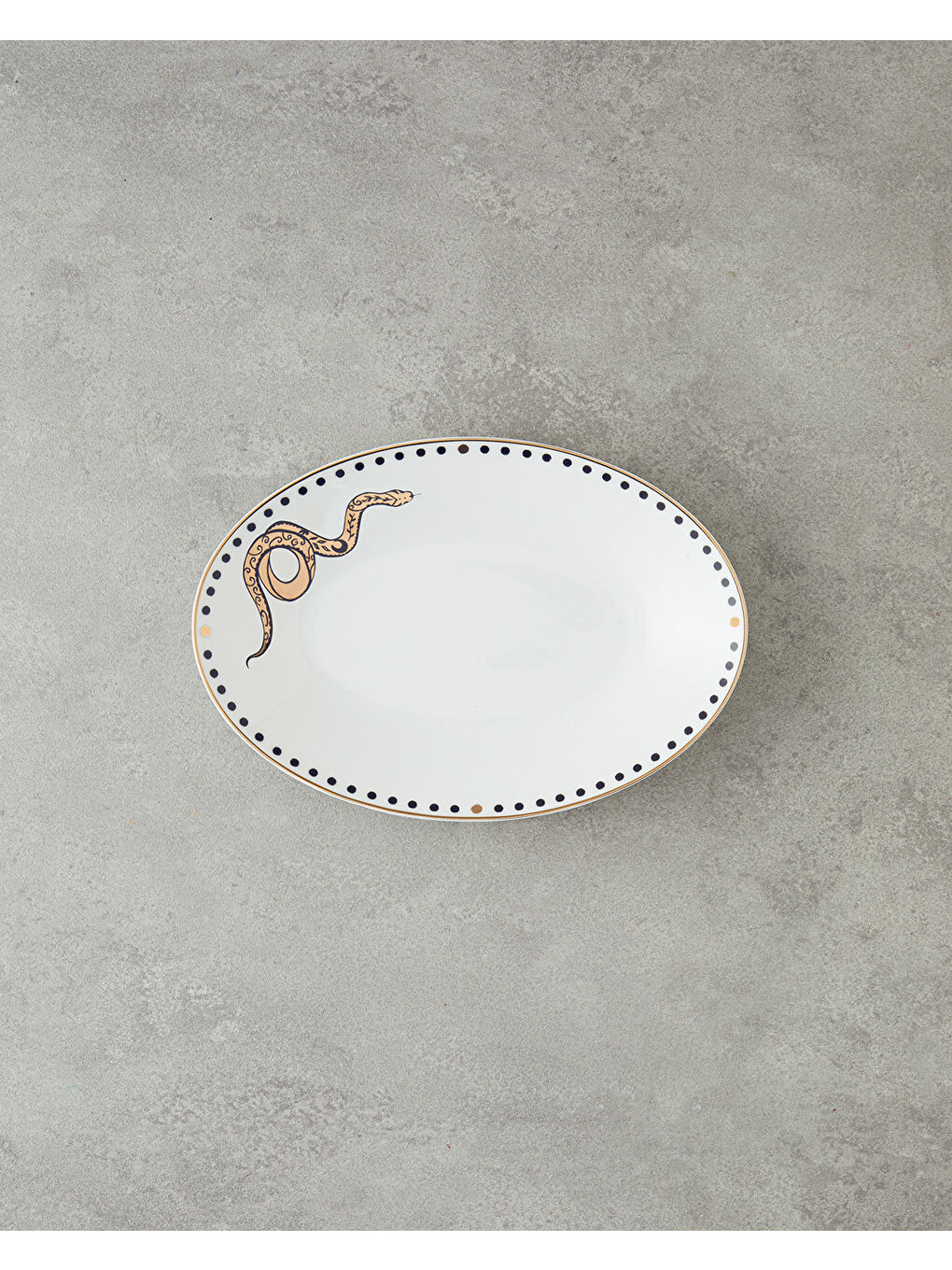 Talisman Snake Bone China Kayık Tabak 25 cm Siyah-Gold-1