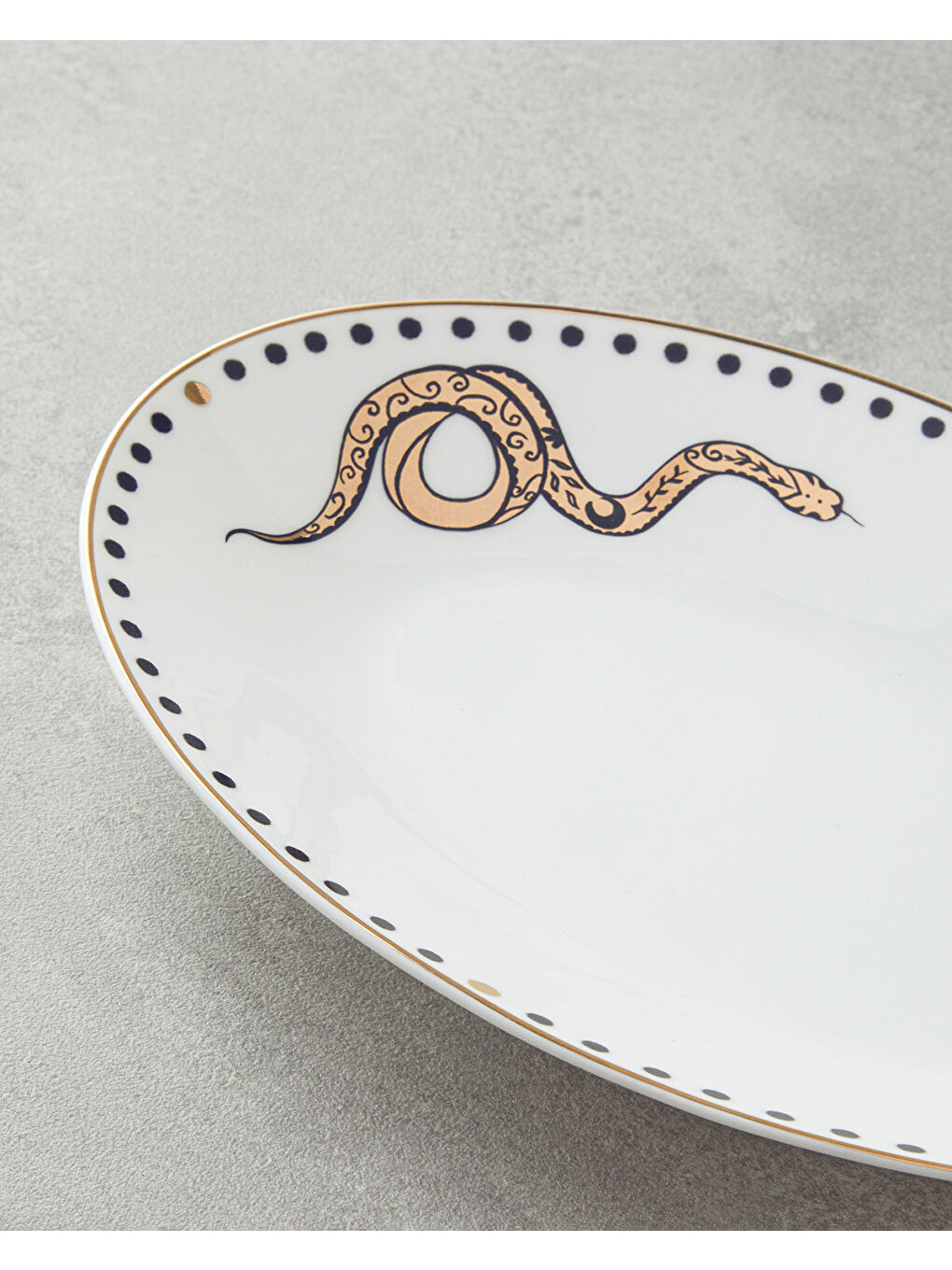 Talisman Snake Bone China Kayık Tabak 25 cm Siyah-Gold-2