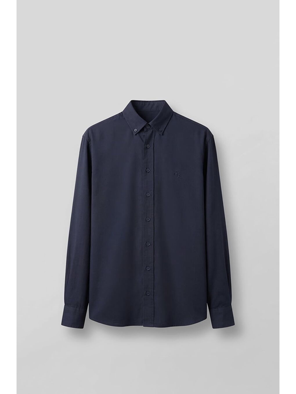 Erkek Relaxed Minimal Nakışlı Basic Lyocell Gömlek Lacivert