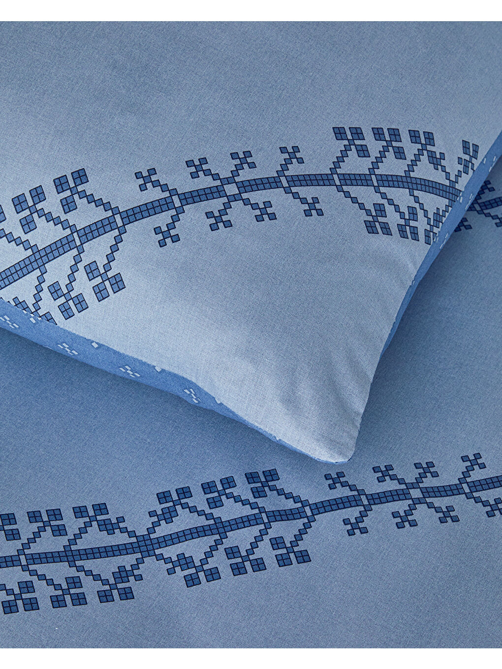 Etamine Line Pamuklu Ranforce Çift Kişilik Nevresim Seti 200x220 cm Mavi-3