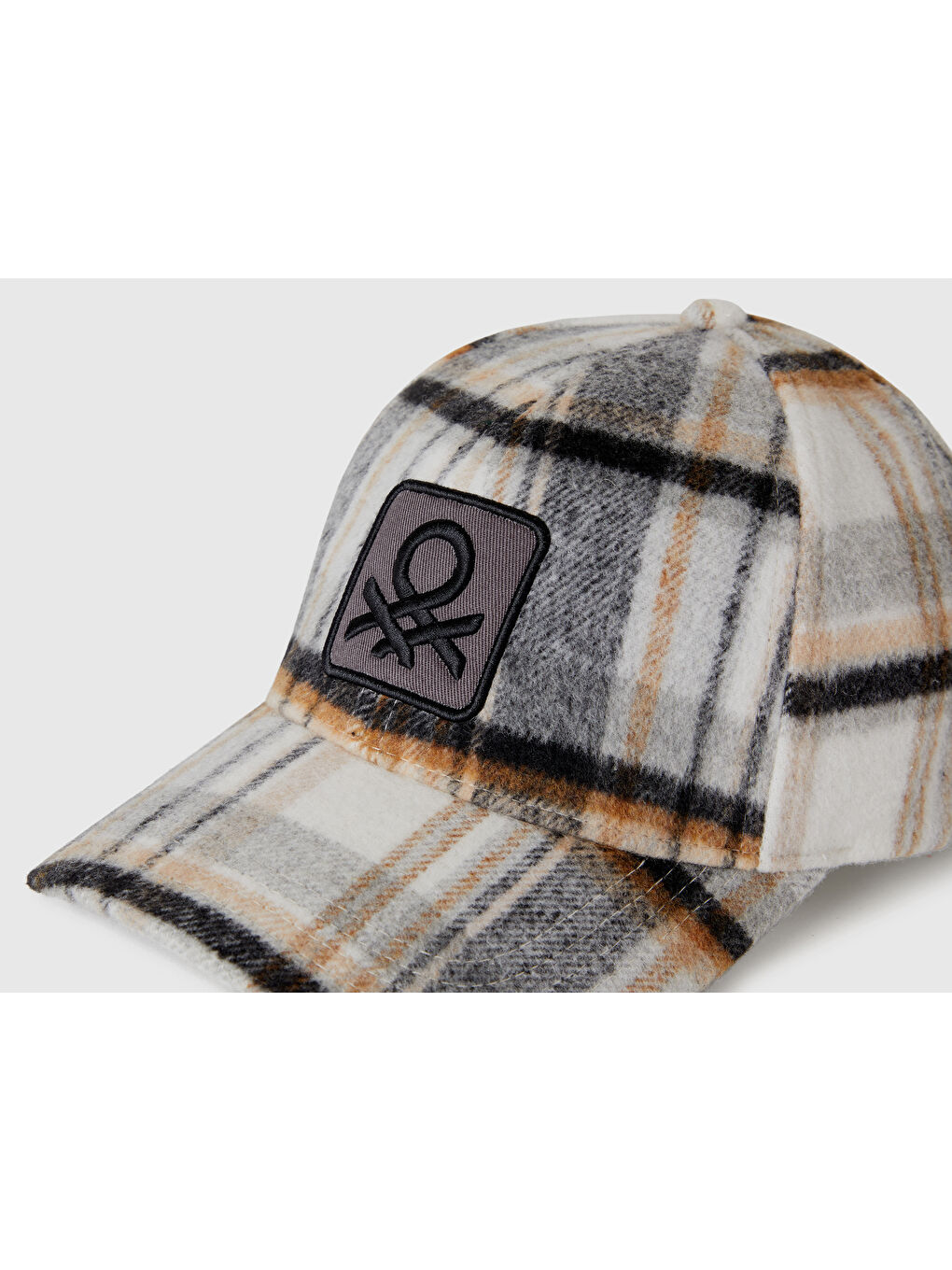 Erkek Siyah Yün Karışımlı Renk Detaylı Logo Baskılı Kep Şapka-2